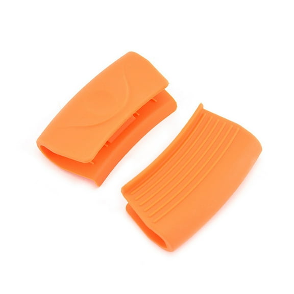 4pcs Silicone Hot Handle Holder Heat Resistant Pot Sleeve Grip Handle Cover for Frying Pans Kitchen Gadgets ( Orange )