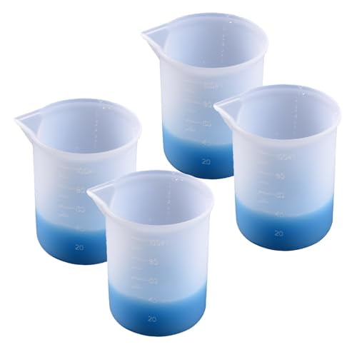 4pcs Silicone Liquid Measuring Cups for Laundry Detergent,Resin Non-Stick Mixing,100ml Mold for DIY Craft,Casting Mould With Precise Scale