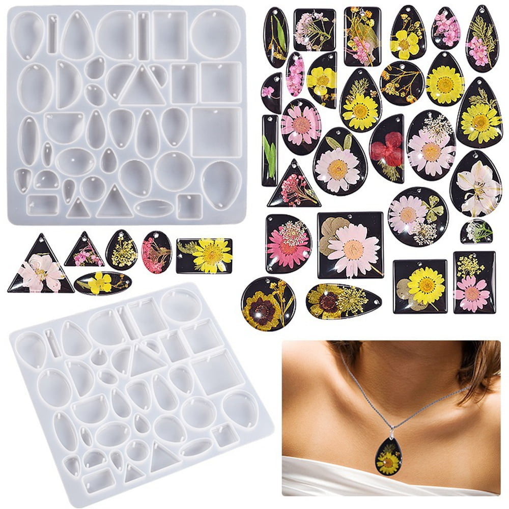4pcs Silicone Molds Resin Casting Molds For UV Resin Epoxy Resin Craft Making Mixed Shapes White 235x216x11mm