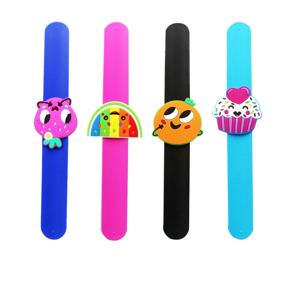 4pcs Silicone Snap Bracelet Fruit Design Wristband Patting Hand Band ...