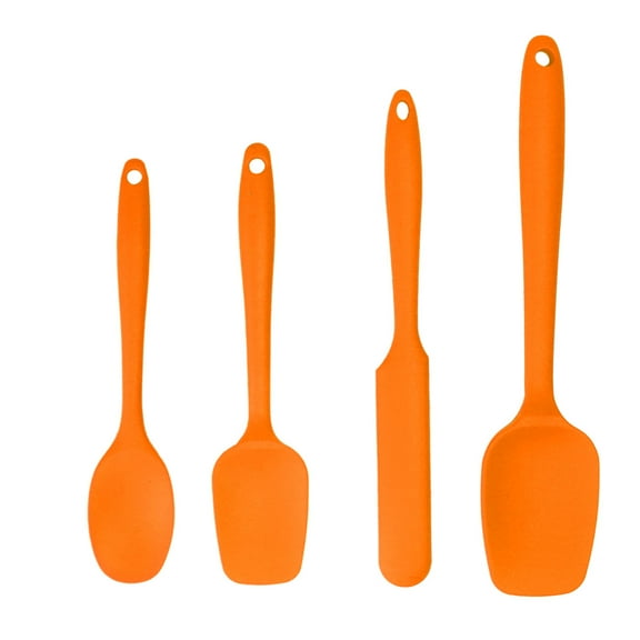 4pcs Silicone Spatula Set Heat Resistant Rubber Turner for Cooking Baking Orange