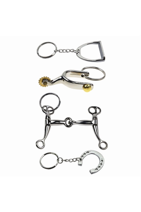 4pcs Silver Equestrian Inspired Keychain Alloy Construction Key Holder Organiser Gift for Horse Lovers and Enthusiasts