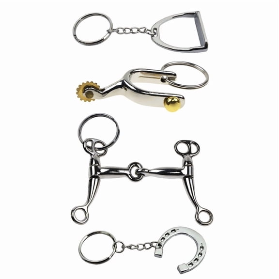 4pcs Silver Equestrian Inspired Keychain Alloy Construction Key Holder Organiser Gift for Horse Lovers and Enthusiasts