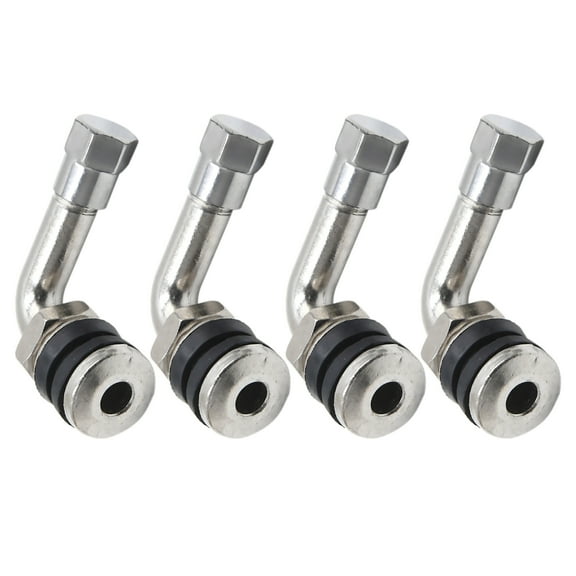 Unique Bargains 4Pcs Silver Tone 90 Degree Automotive Tubeless Wheel Tyre Tire Valve Stem Silver Tone