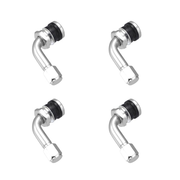 4pcs Silver Tone 90 Degree Vacuum Tyre Valve Stem Extenders Adapter for Car Motorcycle Bicycle