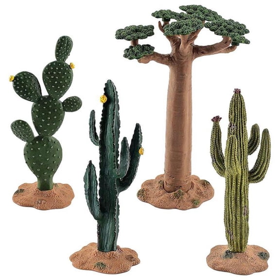 4pcs Simulation Cactus Model Baobab Bush Model Green Plant Toys Decoration Scene Props Ornament Miniature Scenery Supplies