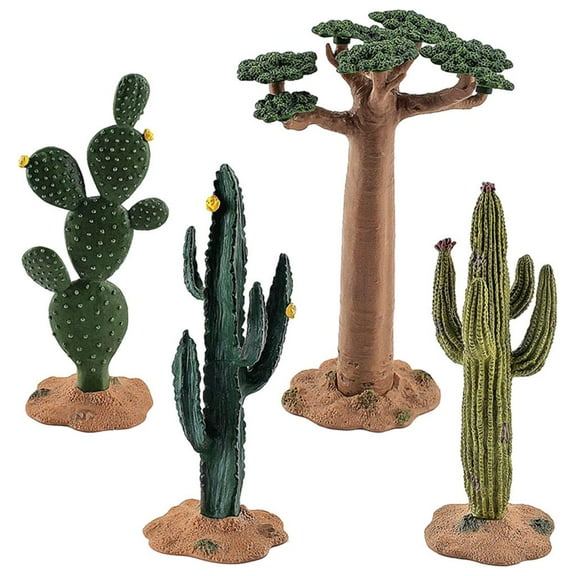 4pcs Simulation Cactus Model Baobab Bush Model Toys Decoration Scene Props Ornament Miniature Scenery Supplies