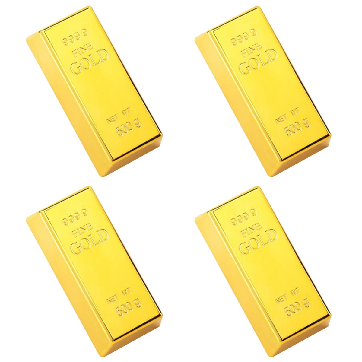 4pcs Simulation Gold Bar Plastic Gold Bar Realistic Gold Bar Prop Party