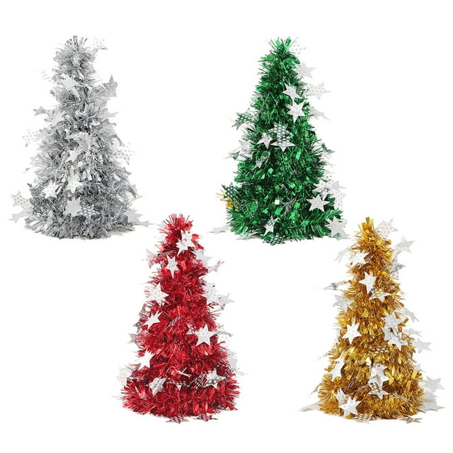 4pcs Simulative Christmas Tree Shape Decoration Creative DIY Mini Tree