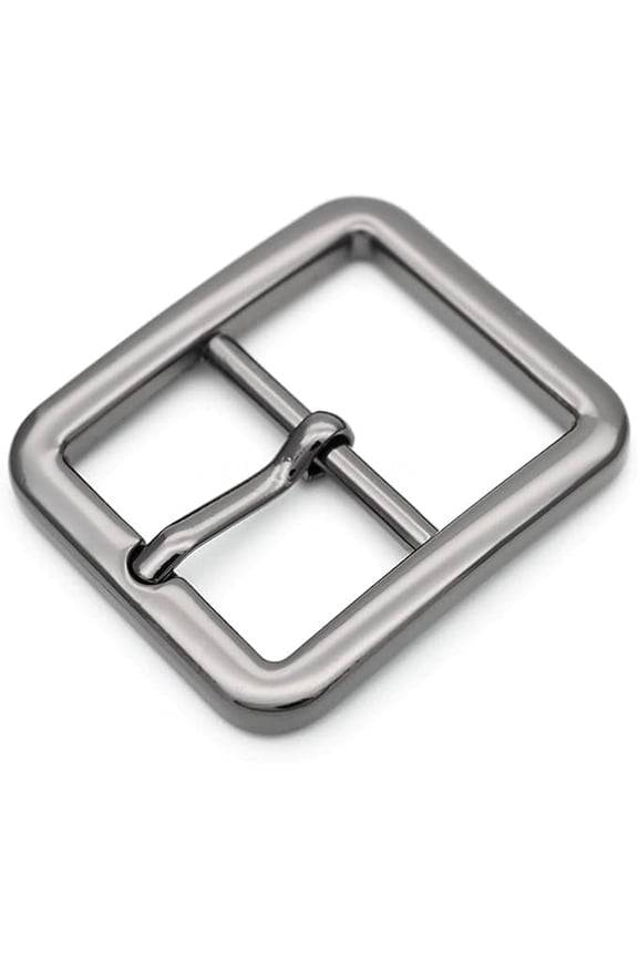 4pcs Single Prong Belt Buckle Square Center Bar Buckles Leather Craft Accessories (1in - J455) (Gunmetal)