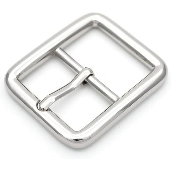 4pcs Single Prong Belt Buckle Square Center Bar Buckles Leather Craft Accessories (3/4in #3110) (Silver)