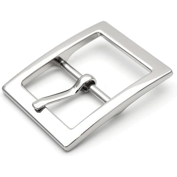 4pcs Single Prong Belt Buckle Square Center Bar Buckles Leather Craft Accessories SC30 (1 1/4 Inch, Silver)