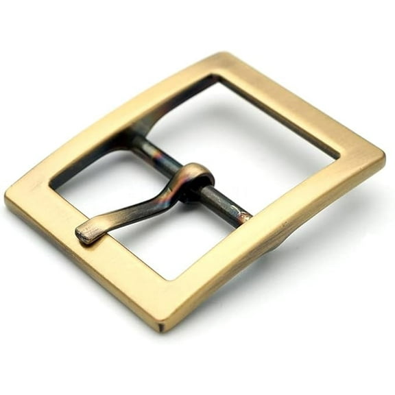 4pcs Single Prong Belt Buckle Square Center Bar Buckles Leather Craft Accessories SC30 (1 Inch, Brushed Brass)