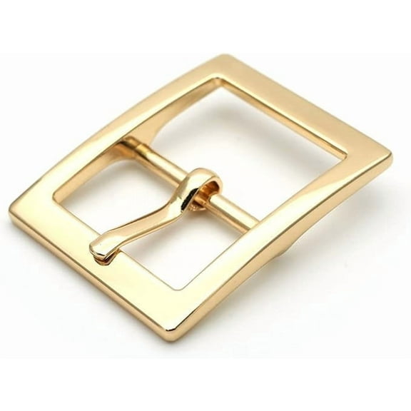 4pcs Single Prong Belt Buckle Square Center Bar Buckles Leather Craft Accessories SC30 (1 Inch, Gold)