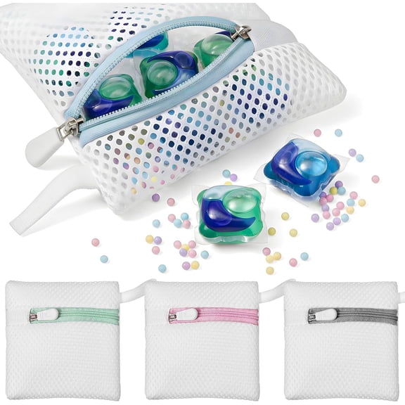 4pcs Small Mesh Laundry Bags, Anti-Sticking Laundry Pod Bags, Durable Polyester Storage Bags for Scented Beads, Travel Laundry Organizer, Protect Delicate Garments