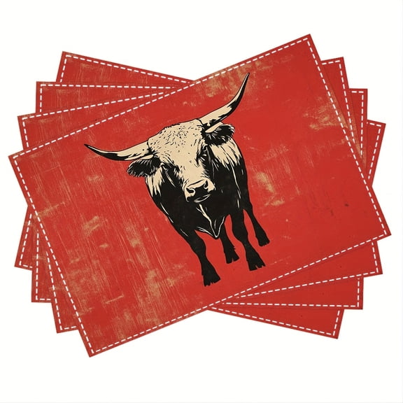 4pcs, Smash Burger Brand Logo Western Cattle Brand Style Placemats, Fashion Print Pattern Table Mat, for Dining Table, Kitchen, Party, Indoor, Holiday, Dinner Parties And Home Decor
