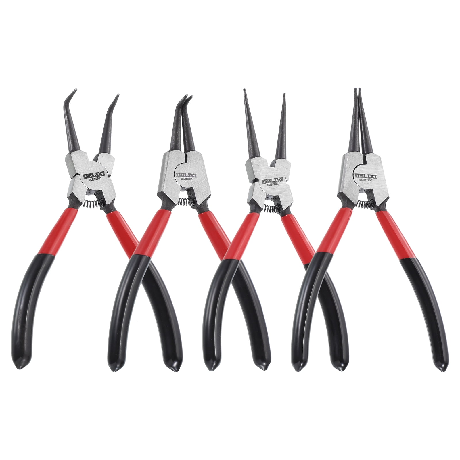 4pcs Snap Ring Plier Set 7" CR-V Internal & External Circlip Pliers with 0.08" Straight/Bent Jaw Tip with Case for Ring Remove Retaining Pliers