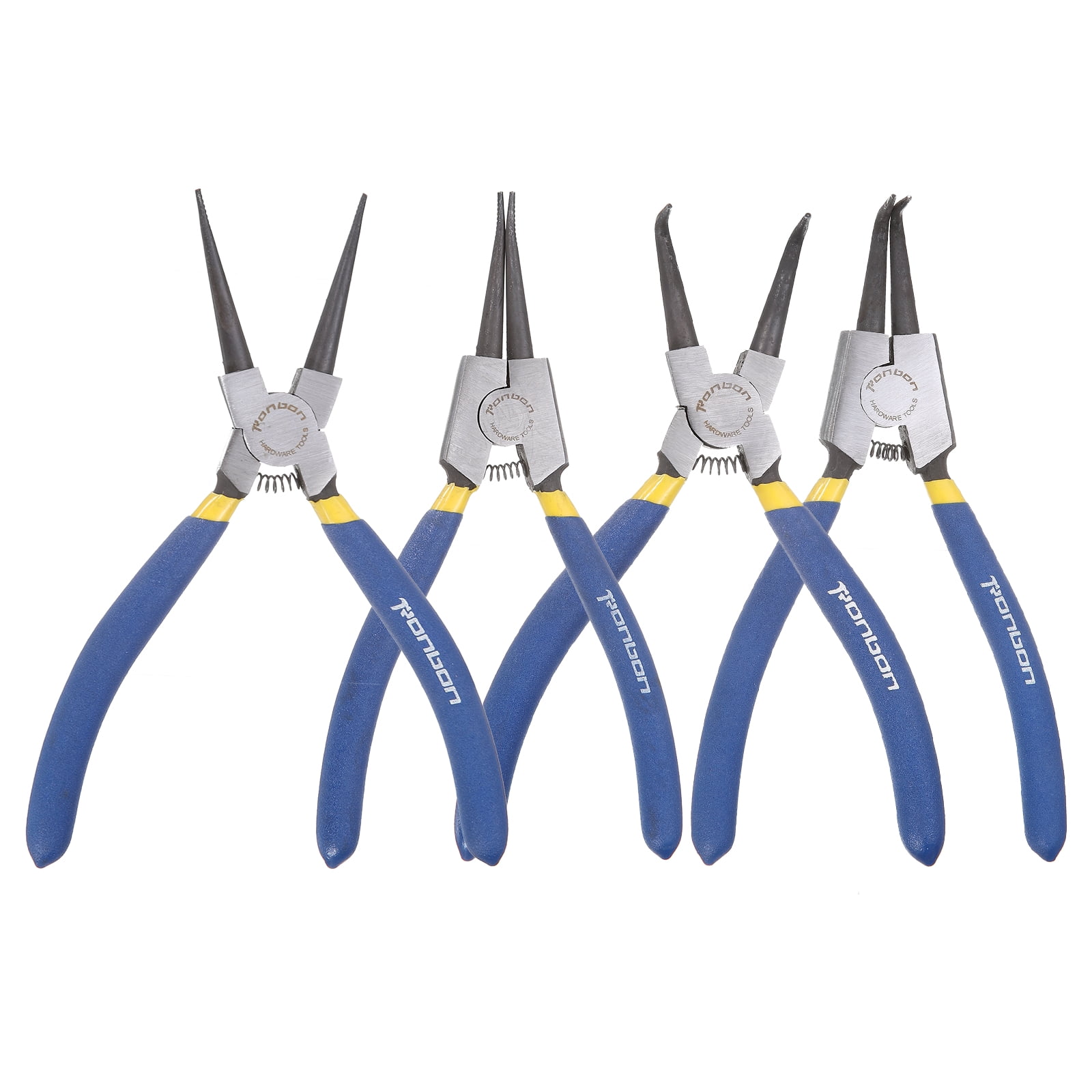 4pcs Snap Ring Plier Set 7" Internal & External Circlip Pliers with 0.09" Straight/Bent Jaw Tip with Storage Bag for Ring Remove Retaining Pliers, Blue