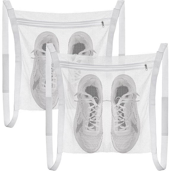 4pcs Sneaker Drying Bag, Shoe Dryer Mesh Bags, Sneaker Wash & Dry Net Bag for Dryer, Large Mesh Laundry Bags with Zipper and Strap for Most Dryers Door
