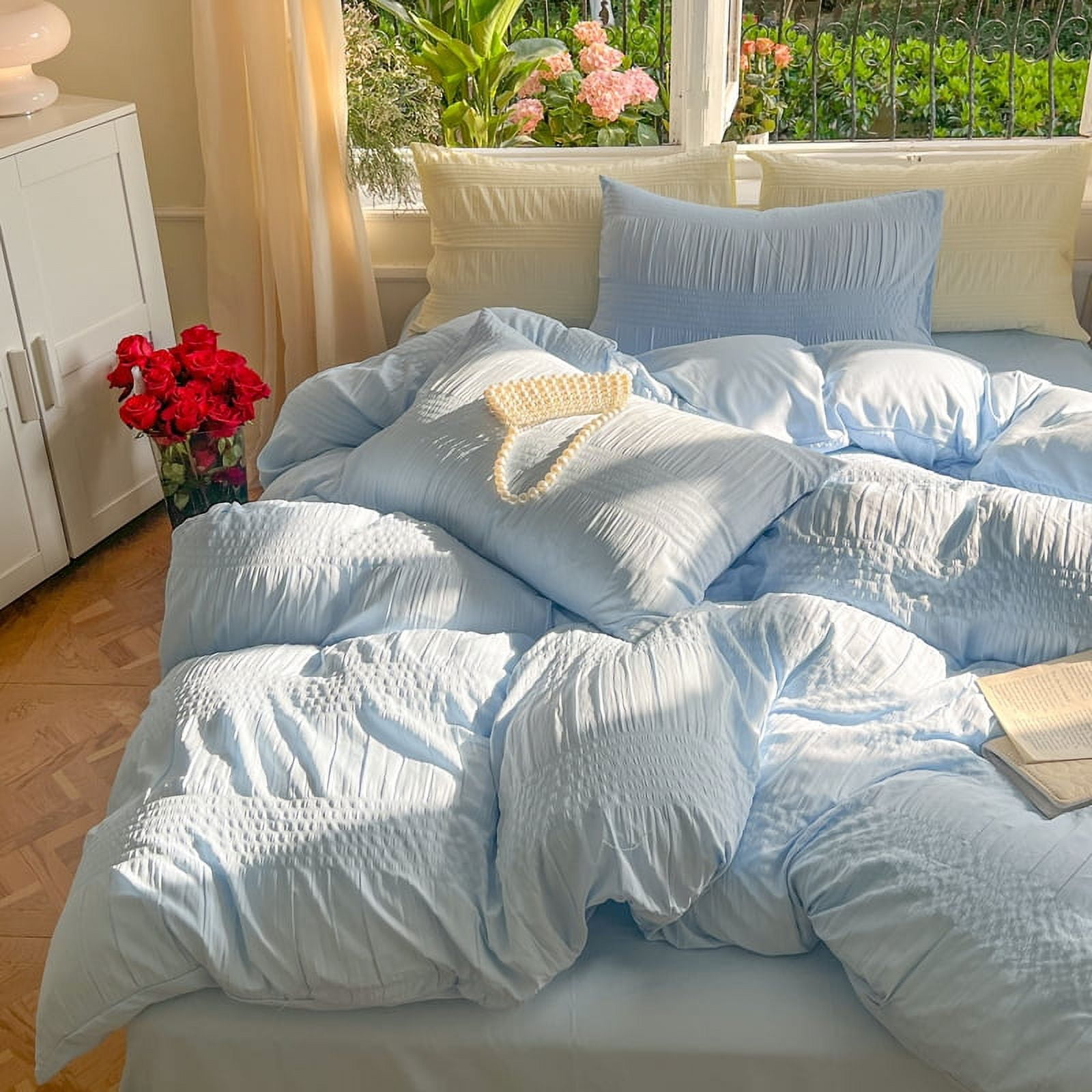 4pcs Soft Duvet Cover Set (1*Duvet Cover + 2*Pillowcase+ 1*flat sheet