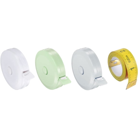 4pcs Soft Tape Measure Set Retractable Measuring Ruler with 150cm/60" Multicolor Soft Ruler for Body Cloth Sewing, White Cool Blue Cool Green