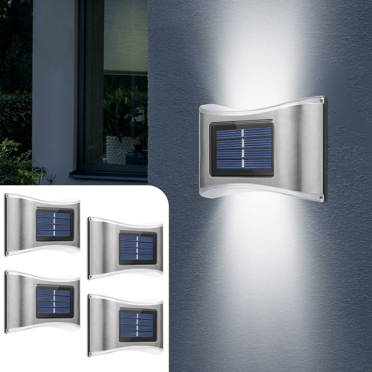 EEEKit 4Pcs Led Solar Deck Lights, Fence Post Solar Lights for Patio Pool Stairs Step and Pathway, Weatherproof LED Deck Lights Auto On/Off Solar Powered Outdoor Lights - White/Warm White EEEKit 4Pcs Led Solar Deck Lights, Fence Post Solar Lights for Patio Pool Stairs Step and Pathway, Weatherproof LED Deck Lights Auto On/Off Solar Powered Outdoor Lights - White/Warm White