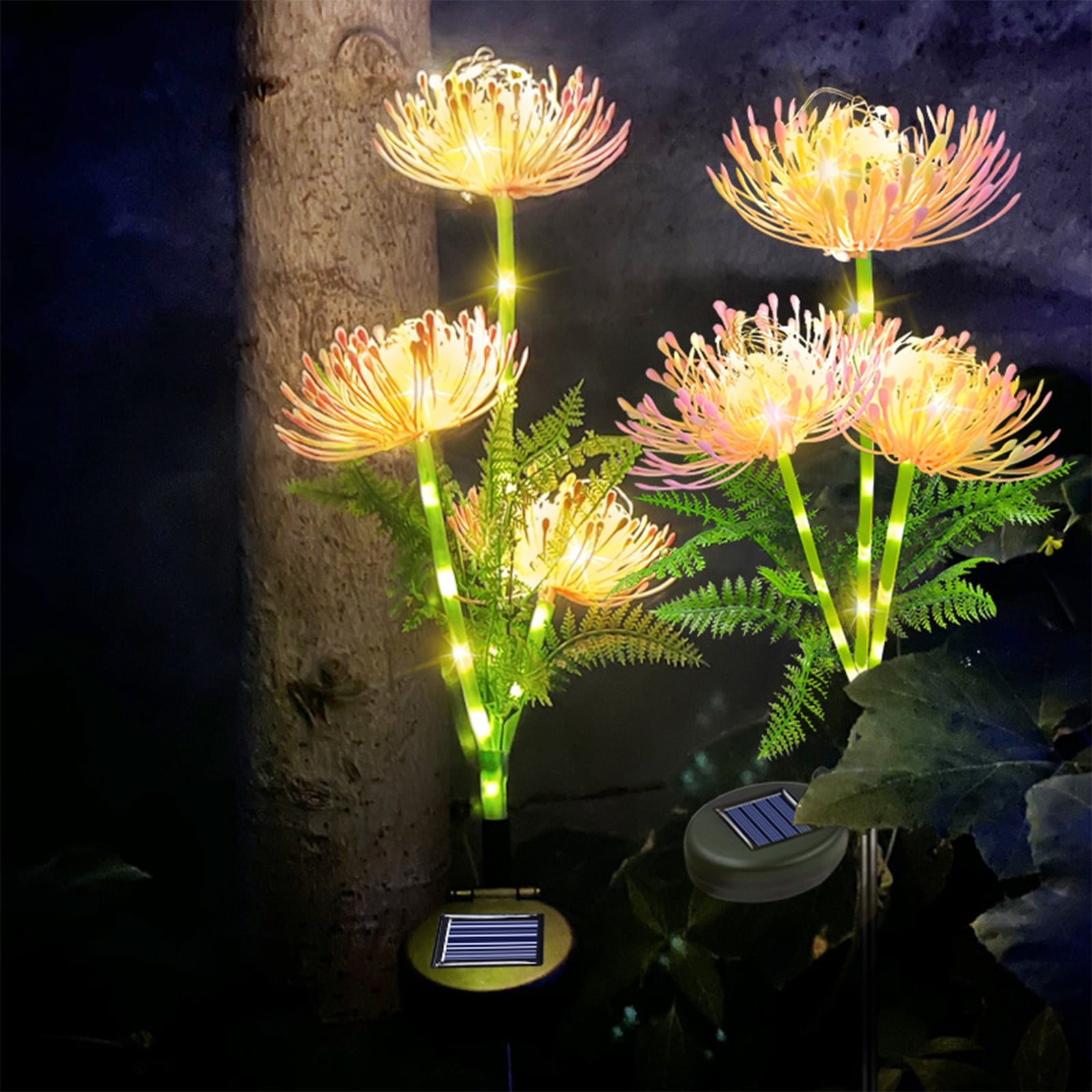 4pcs Solar Flower Lights Outdoor LED Stake Lights, Decorative Solar Flowers, Auto On/Off