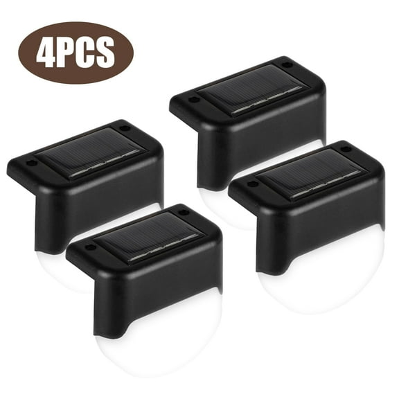 4pcs Solar Step Lights, TSV LED Deck Lights Fence Lights with Auto on/off, Waterproof Decorative Stair Lights for Garden Patio Dock Yard Pathway Outdoor, White Light