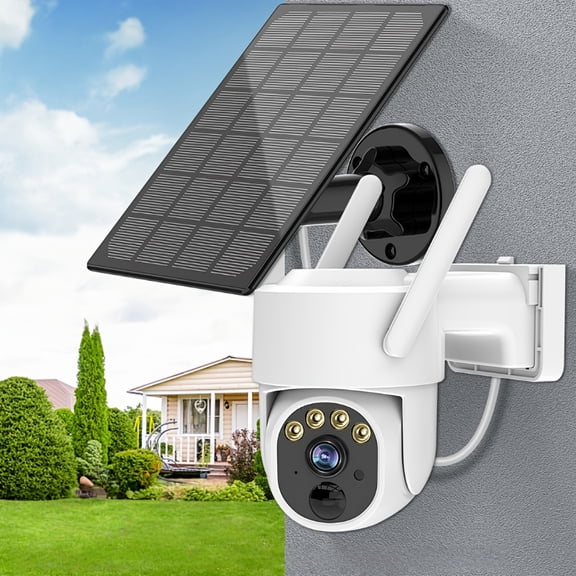 4pcs Solar WiFi Camera, 3 Million Pixel Ultra Clear, 360  Panoramic Gimbal+intelligent Detection, Spotlight Deterrence+full-color Night Vision, Home/shop/warehouse Security, Outdoor Camera