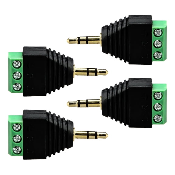 4pcs Solderless 3.5mm Sound Male To Screw Terminals Adapter for Easy Installation