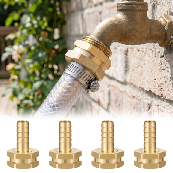 4pcs Solid Brass 1/2" PEX Barb to 3/4" GHT Female Garden Hose Adapter Connector Heavy Duty Leak Proof Fitting for Repair and Splicing