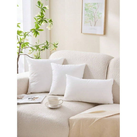 4pcs Solid Color Pillows Insert, Throw Pillow, Bedding, Soft Fluffy White Pillows, Fill For Back, Stomach Or Side Sleepers, High Rebound Polyester Fiber Filling Pillow