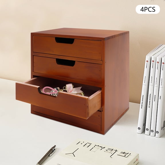 4pcs Solid Wood 54x46x30cm Drawer Storage Box 16-Cell Desktop Lockers With Handles