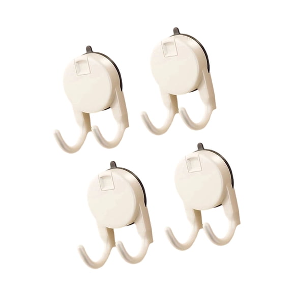 4pcs Space Saving Suction Hooks For Bathroom Wall 2 Prong Designs Hanger for Holds Towels Cleaning Tools