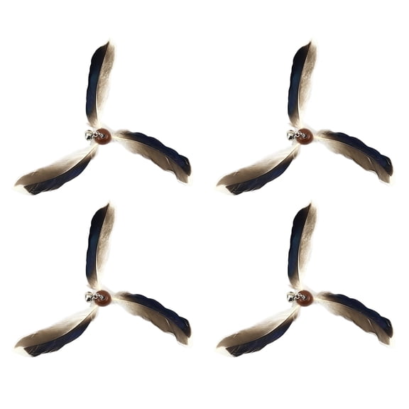 4pcs Spinning Feather Propeller Refills for Cat Wand Toy, Cat Toy Wand Attachment Replacement, Spining Propeller Toys, Propeller Toy with Bell