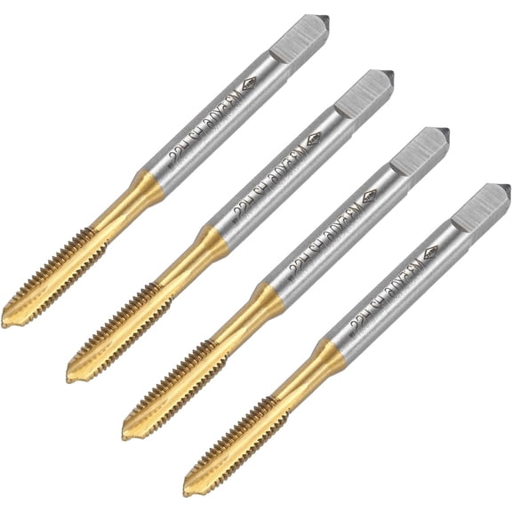 4pcs Spiral Point Plug Taps, M3.5 x 0.6 Metric Thread Screw Tap, Titanium Coated High Speed Steel 6542, Machine Tapping Threading Repair Tool
