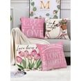 thumbnail image 1 of 4pcs Spring Floral Pillow Covers Pink Farmhouse Floral Letter Decor Polyester Fabric Zippered Single Sided Printed Throw Pillow Cases Spring Home Decor, 1 of 4