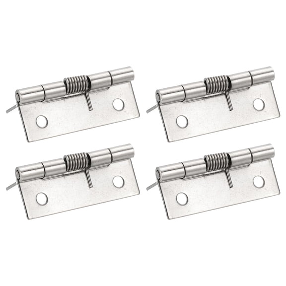 4pcs Spring Loaded Hinges 1" Length Stainless Steel Spring Self-Opening Small Door Hinge for Cabinet Door Box DIY Hardware, Silver