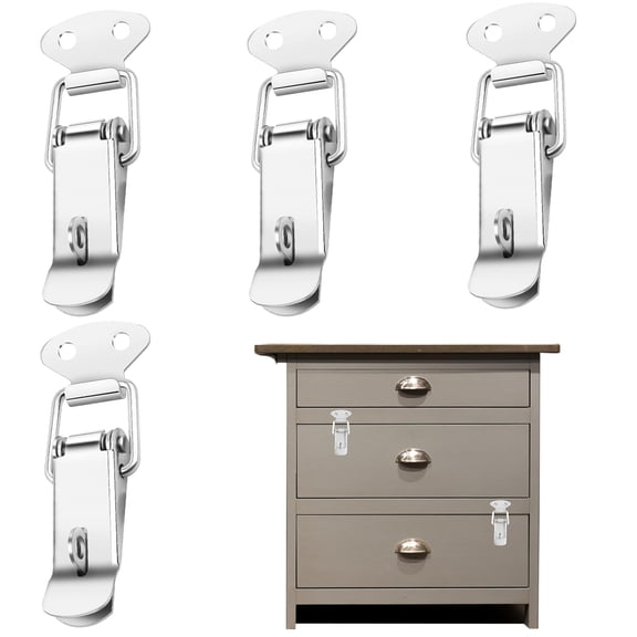 4pcs Spring Loaded Toggle Latch Lock Stainless Steel Heavy Duty Toggle Latch Hasp Clamps Lockable Pull Latch Buckle Hardware for Door Smoker Cabinet Box Case Trunk Drawer Jig
