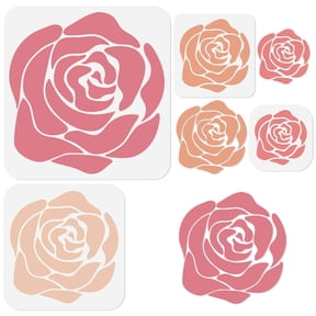 4pcs Spring Roses Wall Stencil for Painting Roses Flowers Plastic Reusable Stencil for Wood Burning Floral Paint Templates DIY Craft Art Stencil