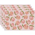 thumbnail image 1 of 4pcs Spring Summer Peach Placemats Table Mats Durable Washable Rustic Linen Vintage Placemats for Home Dinner Party Camping Wedding Table Decoration 12 x 18 Inch, 1 of 6