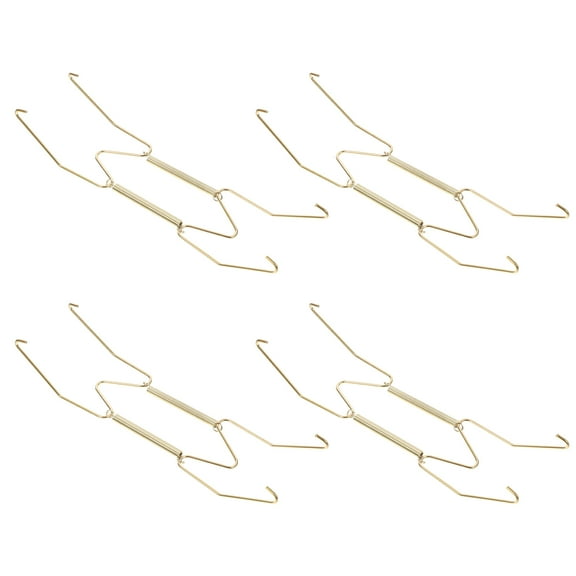 Recardis 4pcs Spring Wall Plate Hangers Metal Hanger with Golden Coating Decorative Dish Holder with Hooks 8 Inches