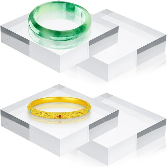 4pcs Square Acrylic Blocks for Display,4 X 4 X 1 Inch Polished Acrylic Cubes, Accessories Stand Base for Cake Ring