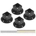 thumbnail image 1 of 4pcs Square Floor Flange, 2" X2" Post Base Brackets Wall Mount for Deck Railing Mailbox, Black, 1 of 6