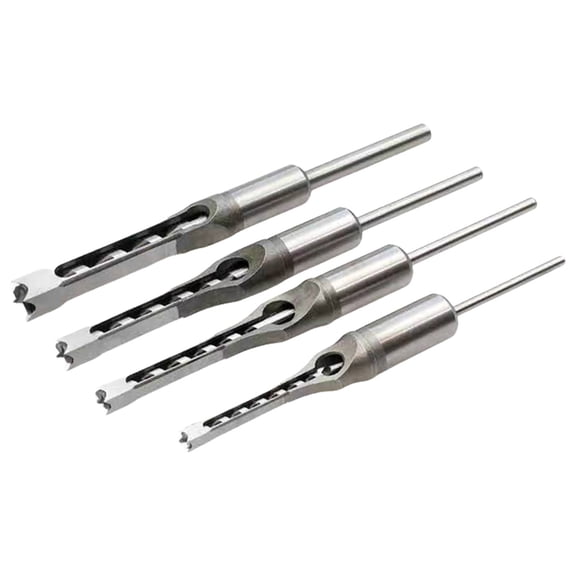 4pcs Square Hole Mortise Chisel Drill Bit Set for DIYer Enthusiasts Woodworking with HSS Construction in Multiple Sizes