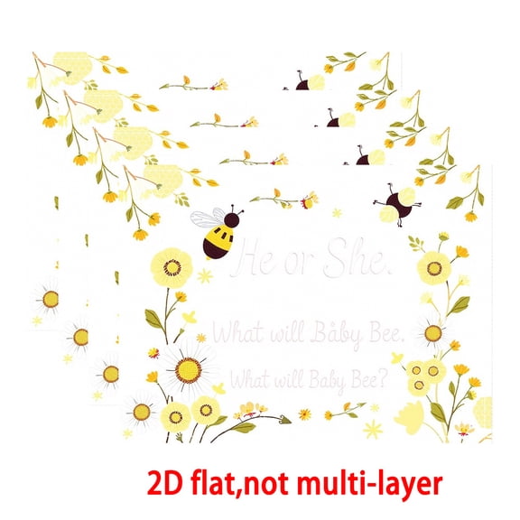 4pcs Square Placemats with Minimalist Flowers and Bees  Design - 12x18 Inch Durable Table Mats for Dining, Kitchen, Holiday Decor & Gifts, Machine Washable, Dining Table Mat