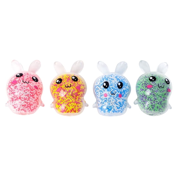 4pcs Squishy Fidget Stress Balls - Easter Basket Stuffers, Taba Squishies Squeeze Sensory Rabbit Toys, Rabbit Squishy Sugar Stress Ball Toys for Adults, Glitter Rabbits Gift for Birthday Christmas