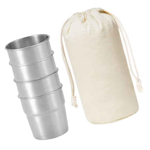 4pcs Stackable Camping Cup Stainless Steels Drinking Cups Outdoor Travel Cups