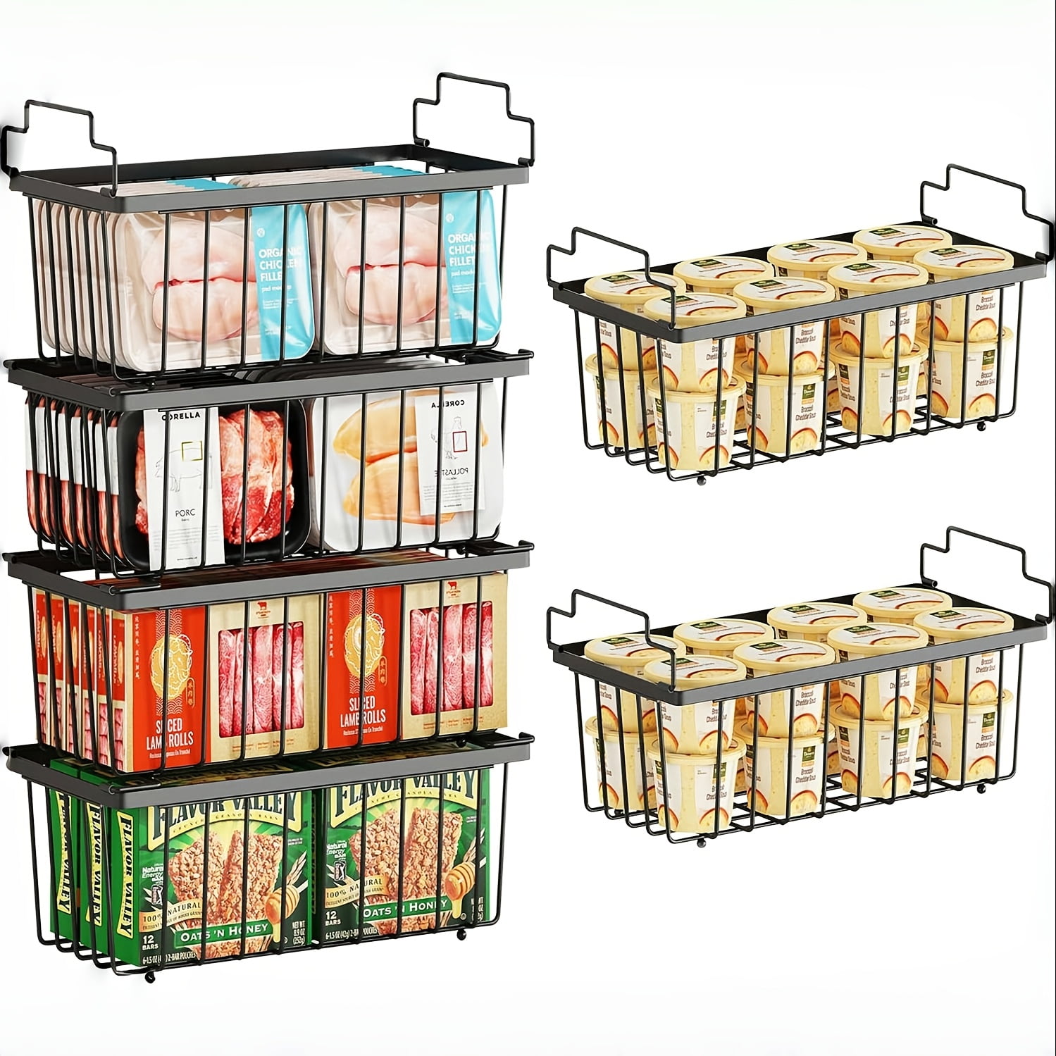 4pcs Stackable Freezer Organizer Bins for 7 Cu.Ft Chest Freezers ...