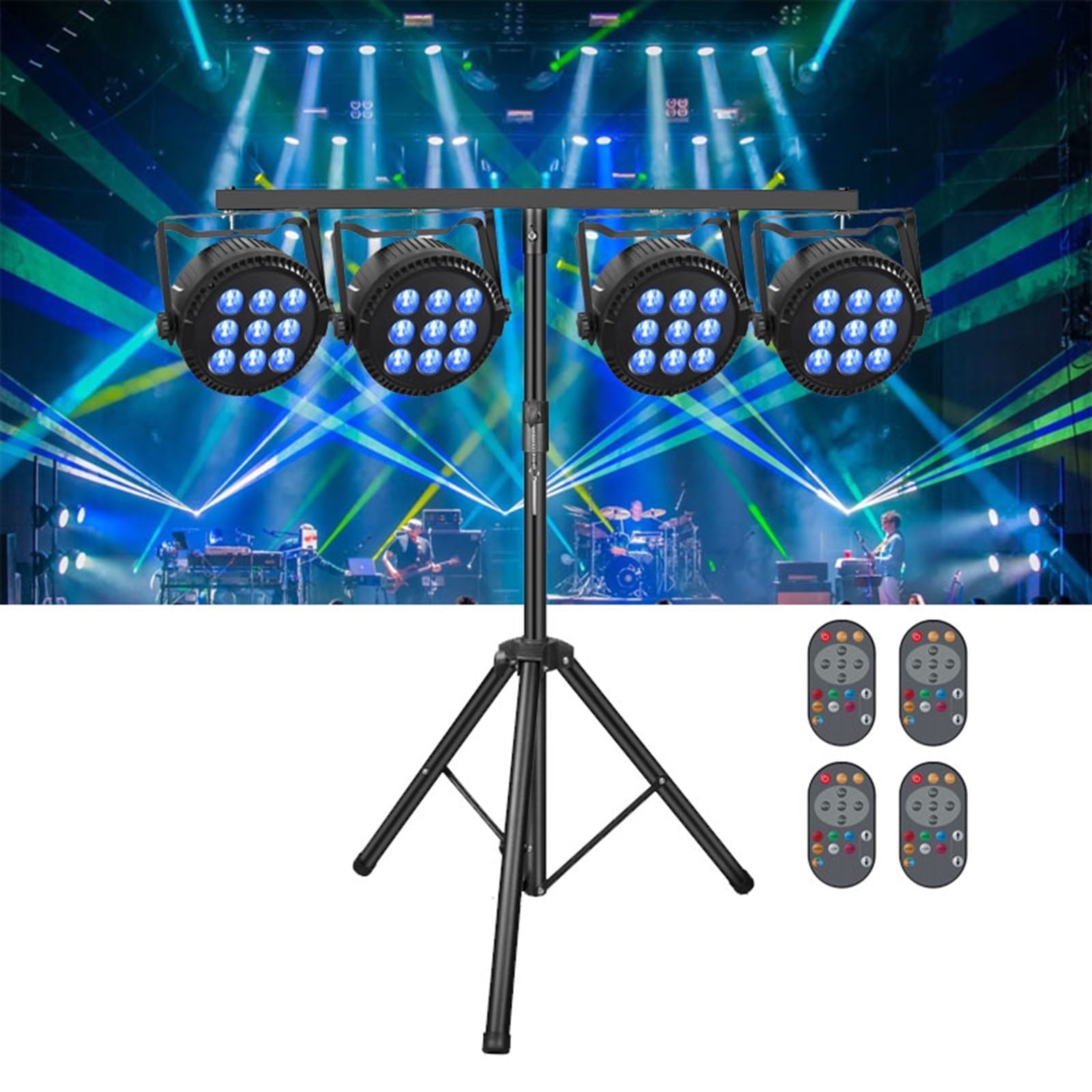 ステージライト、9 RGBW LEDを備えたLED DJライト 4pcs Stage Lights,9 LED DJ Par Lights w/Tripod Stand, RGBW Mixed